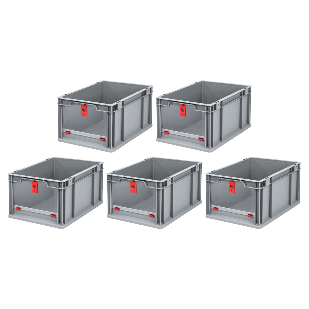 SparSet 5x Eurobox NextGen Insight Cover | HxBxT 22x30x40 | 20 Liter | Hoch/Rot | Eurobehälter, Tran