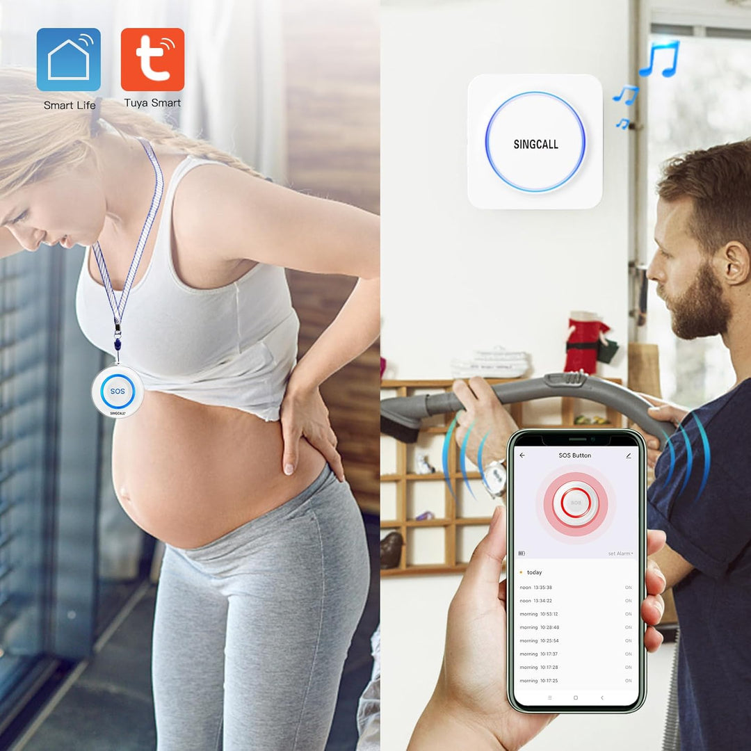 SINGCALL Tuya WiFi Smart SOS Notfallknopf System, Persönliches Alarmsystem für ältere/Patienten/Seni