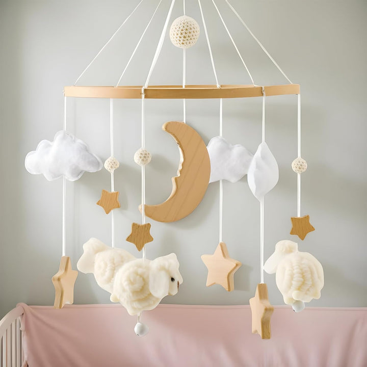 Beistellbett Mobile, Baby Deko, Wolken Deko, Babybett Zimmerdeko Hängespielzeug, Beruhigendes Intera