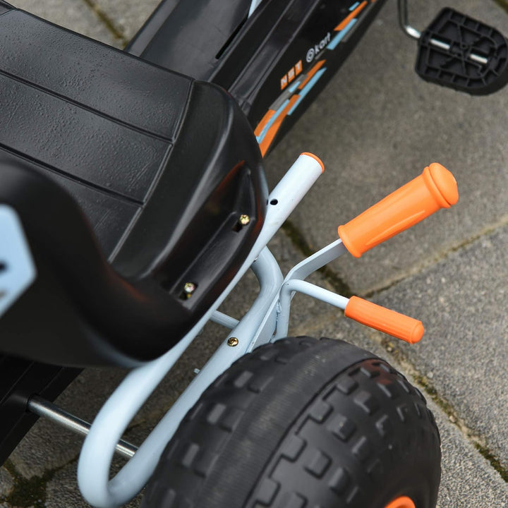 HOMCOM Gokart Tretauto mit Handbremse, verstellbarem Sitz, Pedal, Vor- und Rückwärtsgang, Kettcar Tr