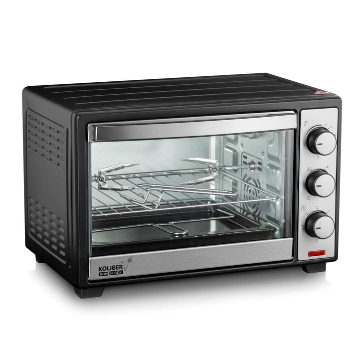 Koliber SUPERMAX X 2000W Mini Backofen 25L Umluft Drehspiess Pizzaofen Tischbackofen Edelstahl 1600W
