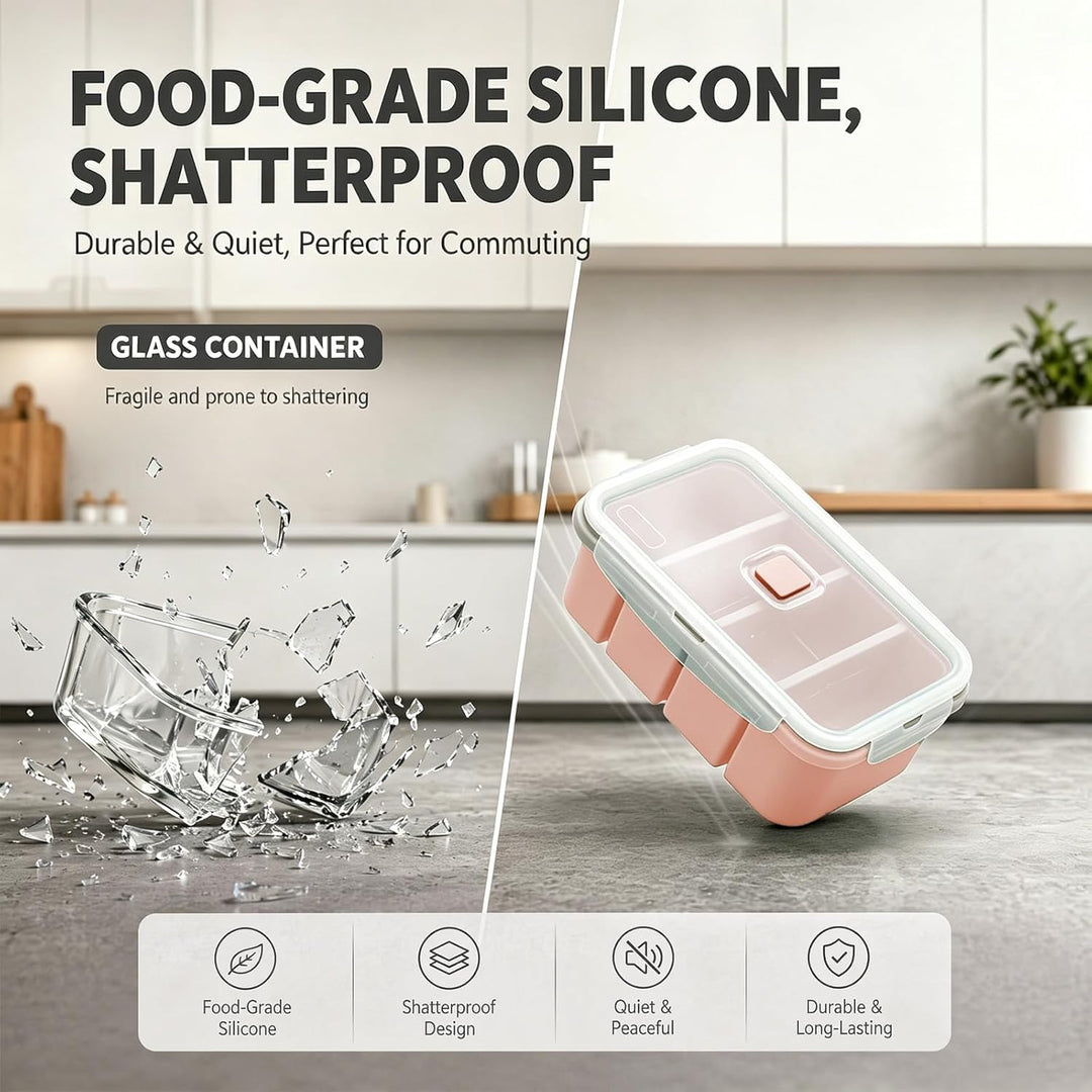 3 Stück Souper Cubes-Set Silikon Gefrierform mit Deckel, 2/4/6 Löcher Einfrieren Behälter, Meal Prep