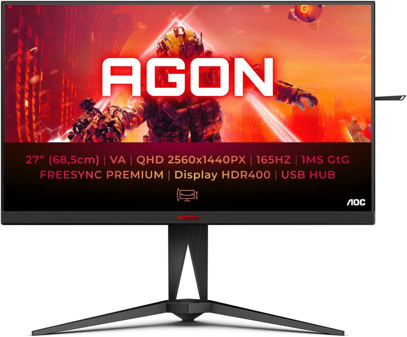 AOC AGON AG275QXN - 27 Zoll QHD Gaming Monitor, 165 Hz, 1 ms, HDR400, FreeSync Premium (2560x1440, H