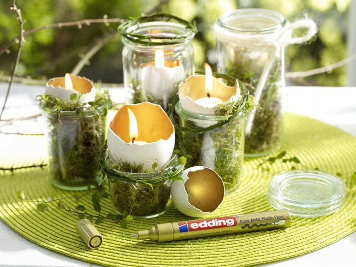 edding 750 Glanzlackmarker - weiss - 10 Lackmarker - Rundspitze 2-4 mm - Lackstift für Glas, Stein,