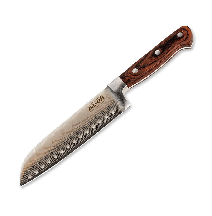 pasoli Professionelles Japanese Messer - Edelstahl mit Klingenschutz & edlem Holzgriff - Rasiermesse