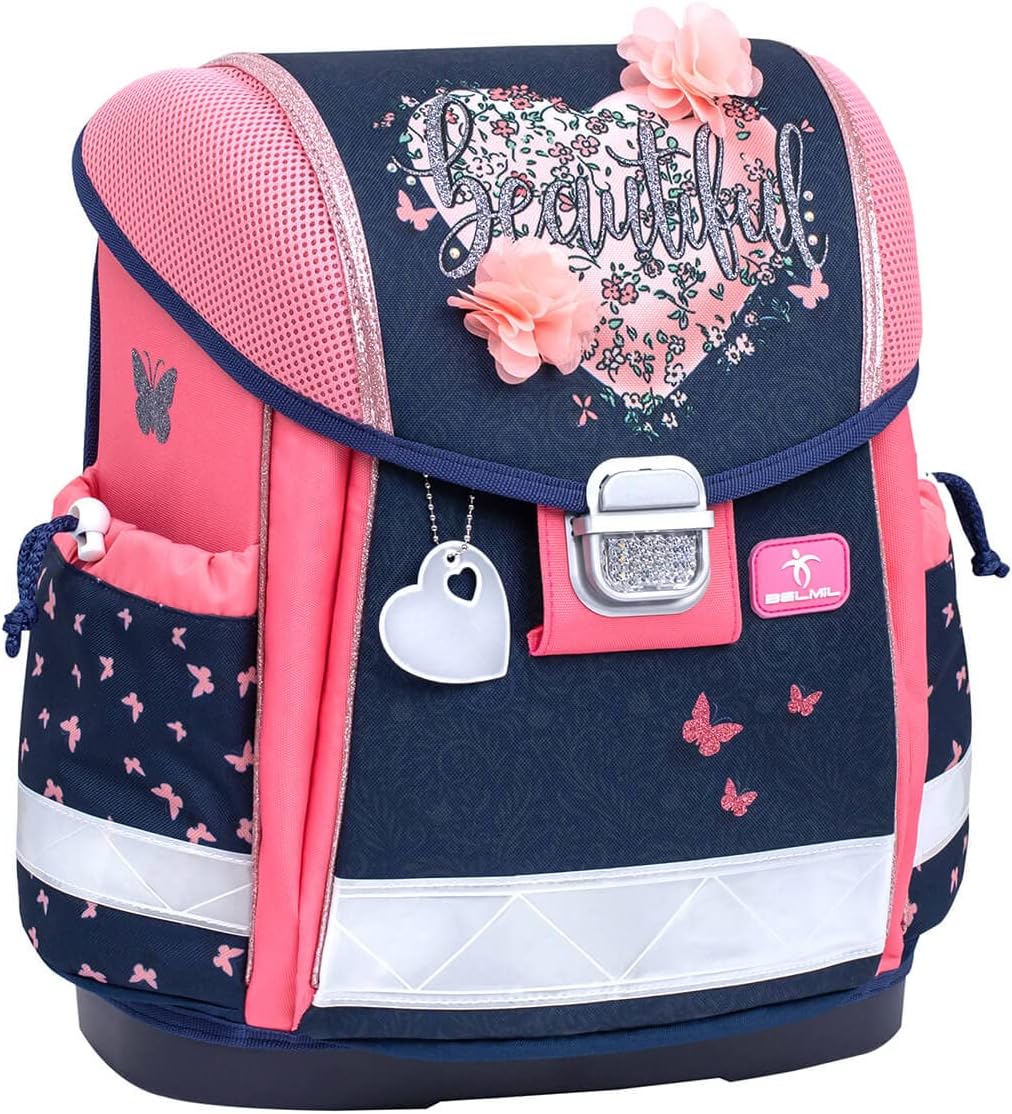 Belmil Classy Schulranzen Set 4 - teilig (403-13/AG/S) M Beautiful Flowers, M Beautiful Flowers
