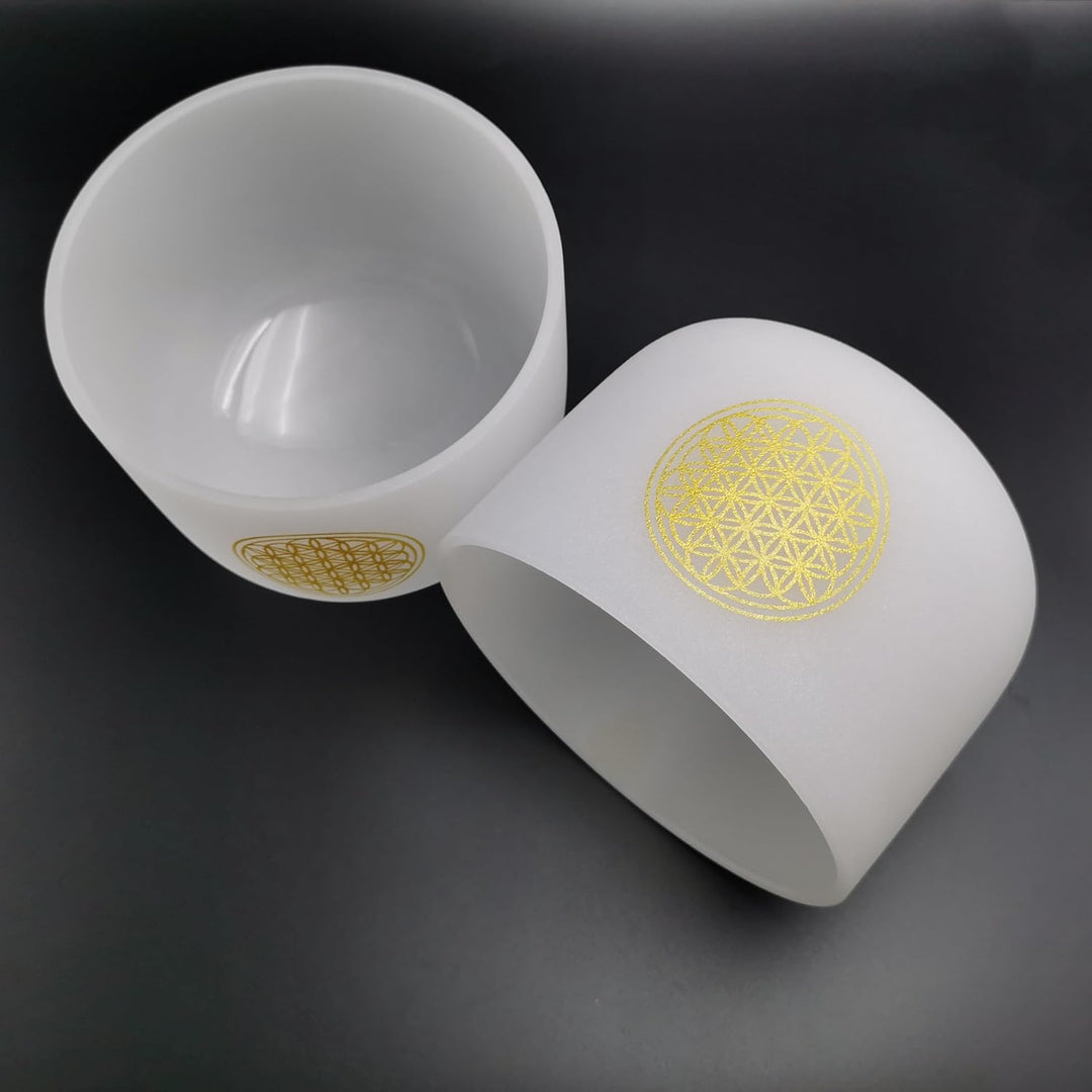 Flower of Life Sound Healing Bowl Kristall Klangschale 528hz Crystal Singing Bowl 8 inch，C Note Wurz