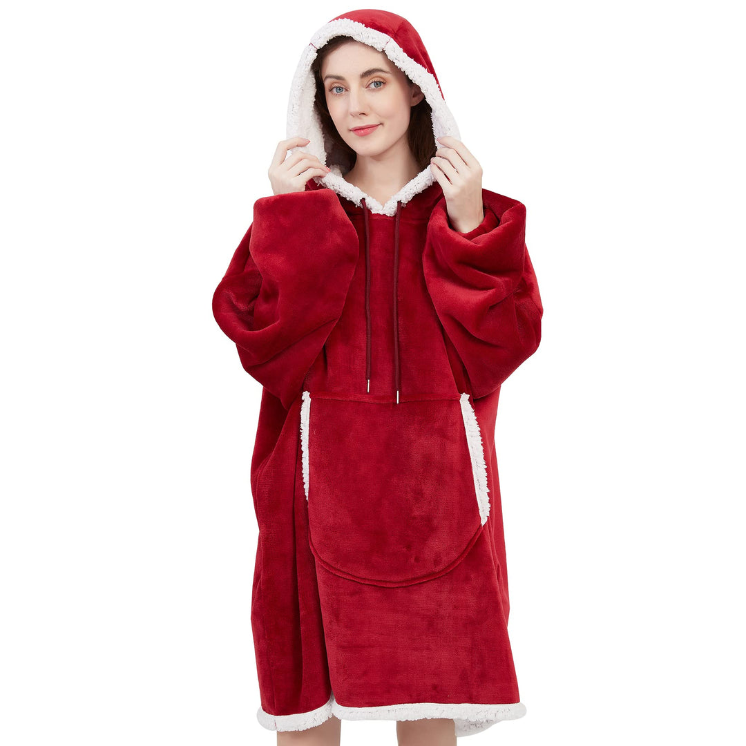 Viviland Pullover Damen & Herren Hoodie Sweatshirt, grosser und Warmer Hausanzug für Erwachsene Rot,