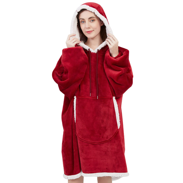 Viviland Pullover Damen & Herren Hoodie Sweatshirt, grosser und Warmer Hausanzug für Erwachsene Rot,