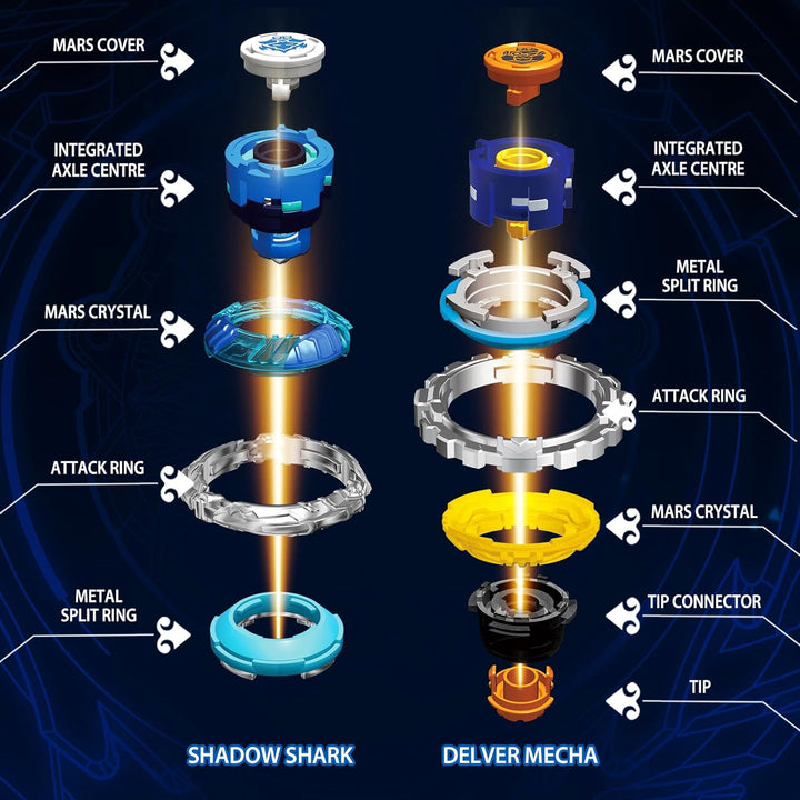 INFINITY NADO Kreisel Serie Split, Metallische Battle Tops Kreisel mit Launcher, Kinderspielzeug Jun
