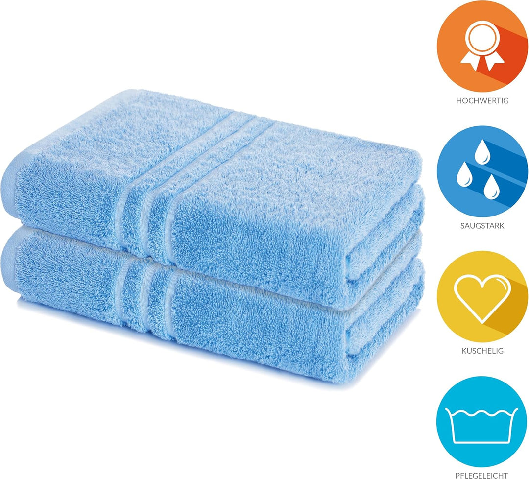 Lavea 2er Set Saunatuch 80x200cm, Frottierserie Elena, Delphinblau 2 x 80 x 200 cm Delphinblau, 2 x