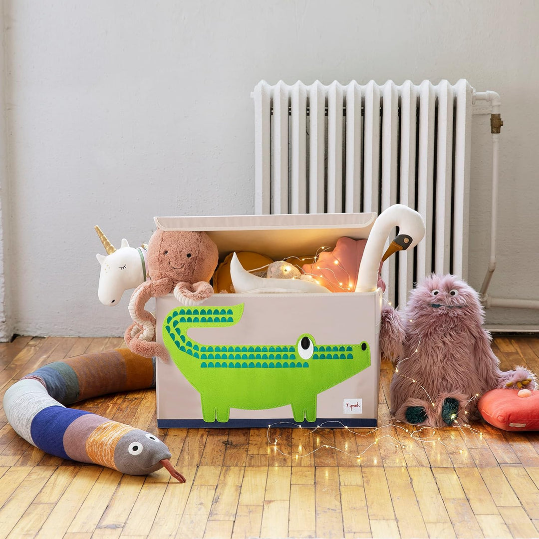 3 Sprouts - Spielzeugtruhe für Kinder - Ablagetruhe für Jungen- und Mädchenzimmer, Krokodil, Krokodi