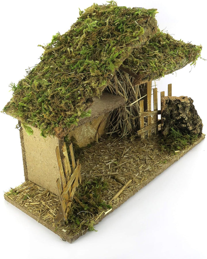 Bertoni Leere Holzhütte mit Zaun und Fenster, Holz, Mehrfarbig, Einheitsgrösse