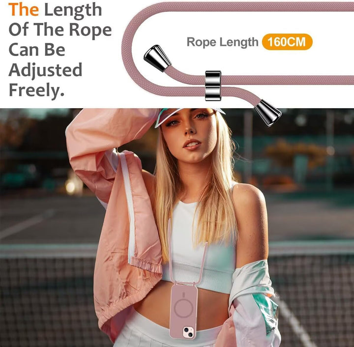 Handykette für iPhone 14 Hülle mit Band [Kompatibel mit Magsafe] Flüssig Silikon Necklace Handyhülle
