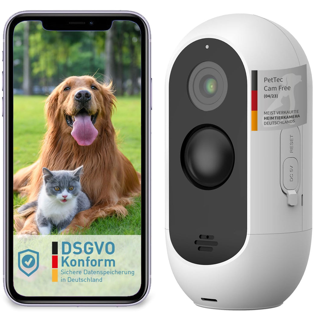 PetTec Outdoor Hundekamera Wireless - Wetterfeste WLAN-Kamera für Hunde mit 3MP, scharfem digitalem