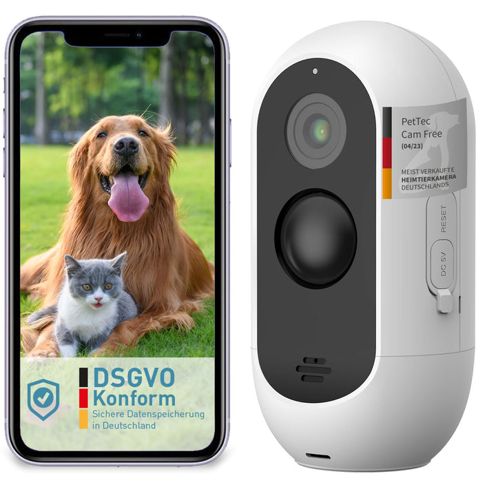 PetTec Outdoor Hundekamera Wireless - Wetterfeste WLAN-Kamera für Hunde mit 3MP, scharfem digitalem