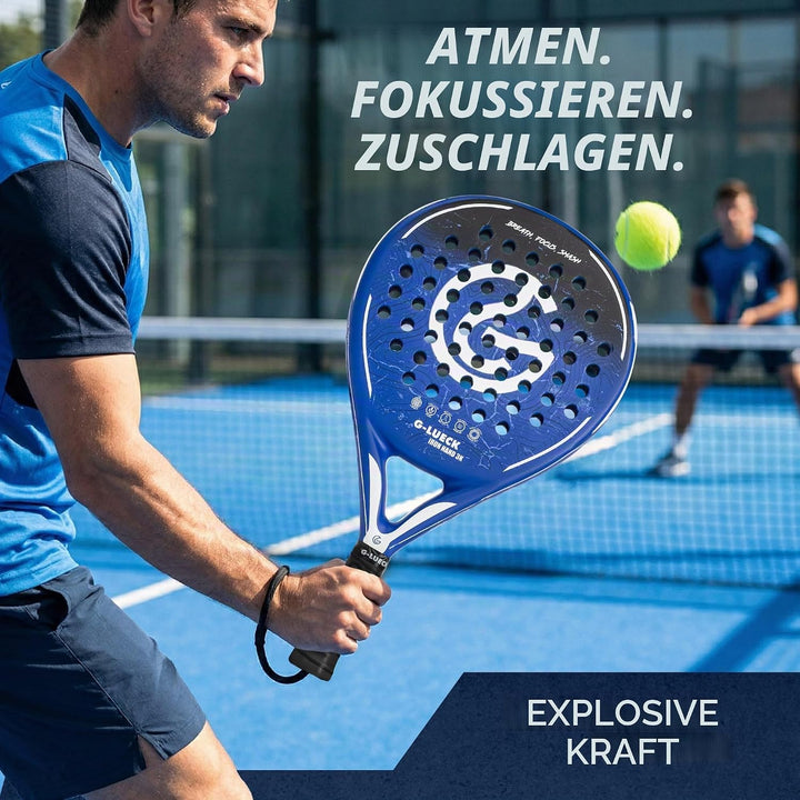 Padel Schläger Iron Hand – 3K Carbon Oberfläche &amp; Stabiler Carbon Rahmen – Runder Padelracket für An