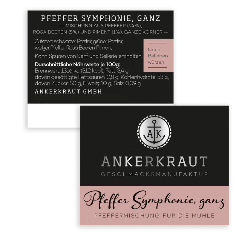 Ankerkraut Pfeffer Symphonie Ganz, 450g im XXL-Beutel, Mischung Verschiedener Sorten, Verfeinert mit