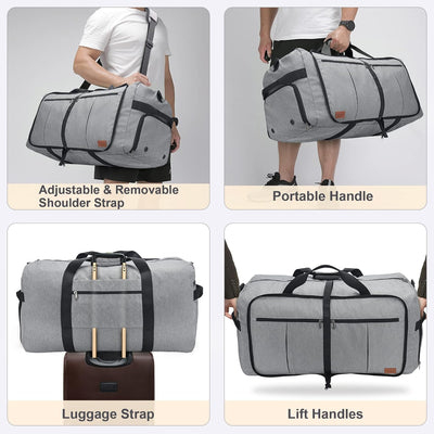 Urtala Faltbare Reisetasche für Herren & Damen, 100L Gross Weekender Übernachtungstasche mit Schuhfa