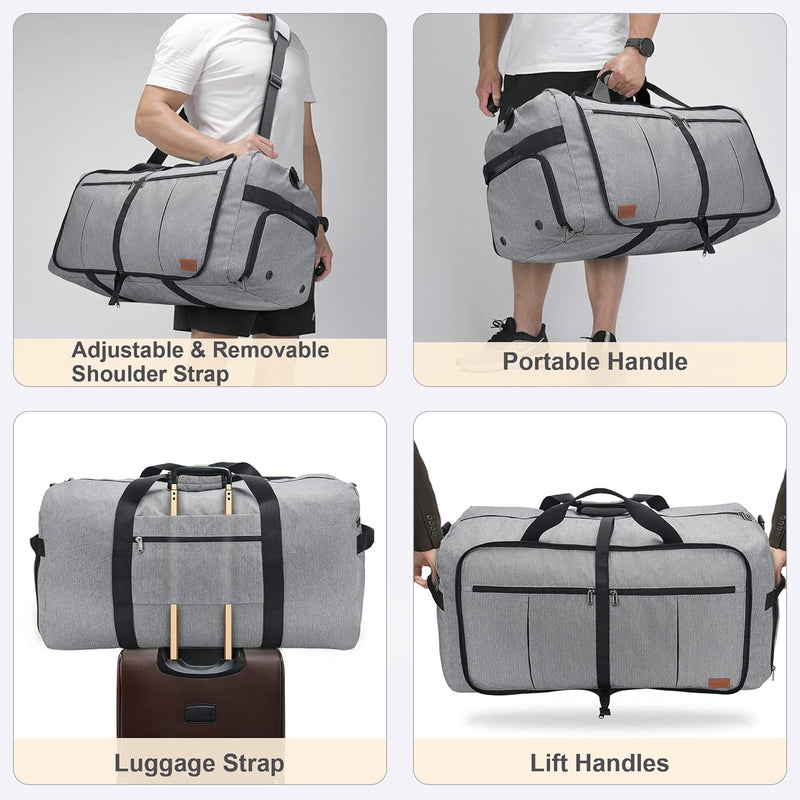 Urtala Faltbare Reisetasche für Herren & Damen, 100L Gross Weekender Übernachtungstasche mit Schuhfa