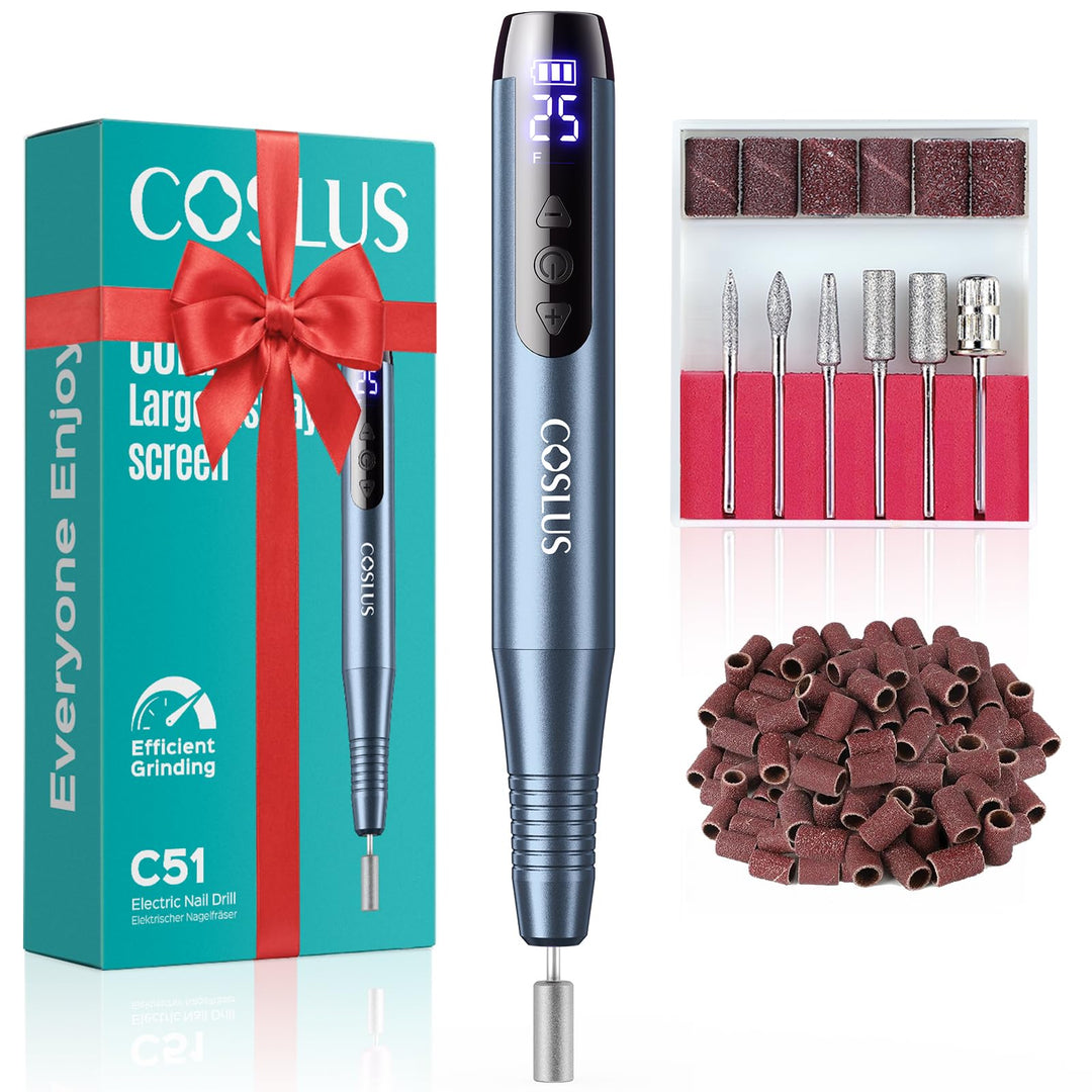 COSLUS C51 Kabellos Tragbar Elektrischer Nagelfräser: Elektrische Nagelfeile für Gelnägel 35000 u/mi