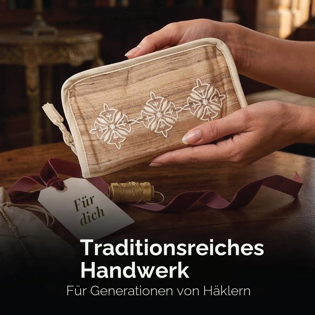 Lantern Moon Häkelnadeln - 6 x 15cm Haken Set - 2 x Kordeln 35 und 56cm - Khadi Seide Etui mit Reiss