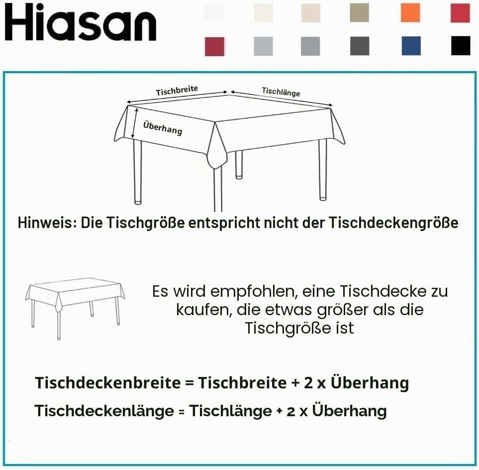 Hiasan Glatt Tischdecke Fleckenabweisend Tischtuch mit Lotuseffekt Leicht Wasserabweisend Tischwäsch