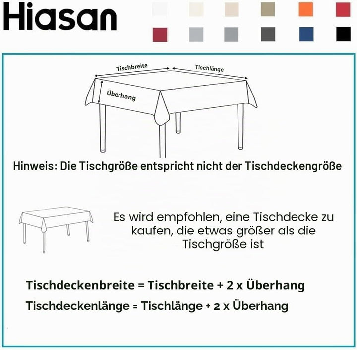 Hiasan Glatt Tischdecke Fleckenabweisend Tischtuch mit Lotuseffekt Leicht Wasserabweisend Tischwäsch