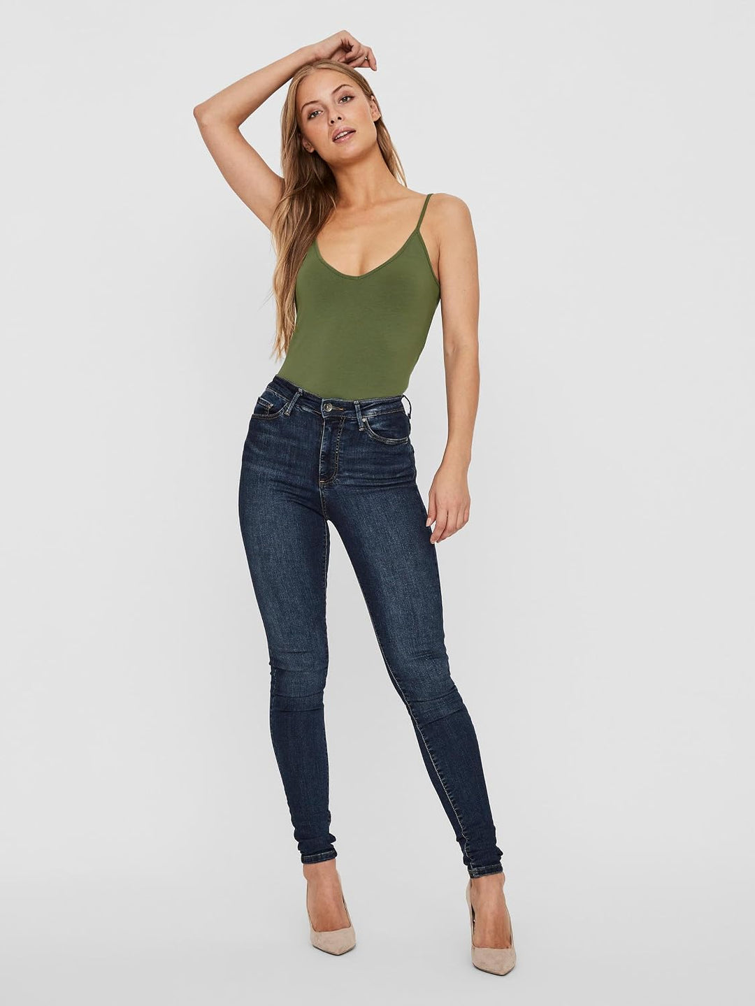 VERO MODA Damen Vmmaxi My Soft V Singlet Noos Top M Mehrfarbig (2x Dark Grey Melange, 1x Dusty Olive