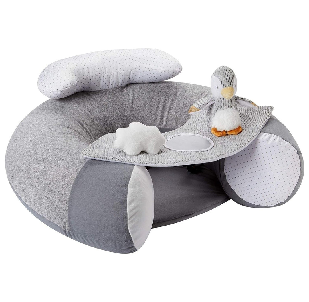 Nuby Penguin Sit-Me-Up Babyschale – aufblasbarer Sit & Play Bodensitz | Abnehmbares Tablett | maschi