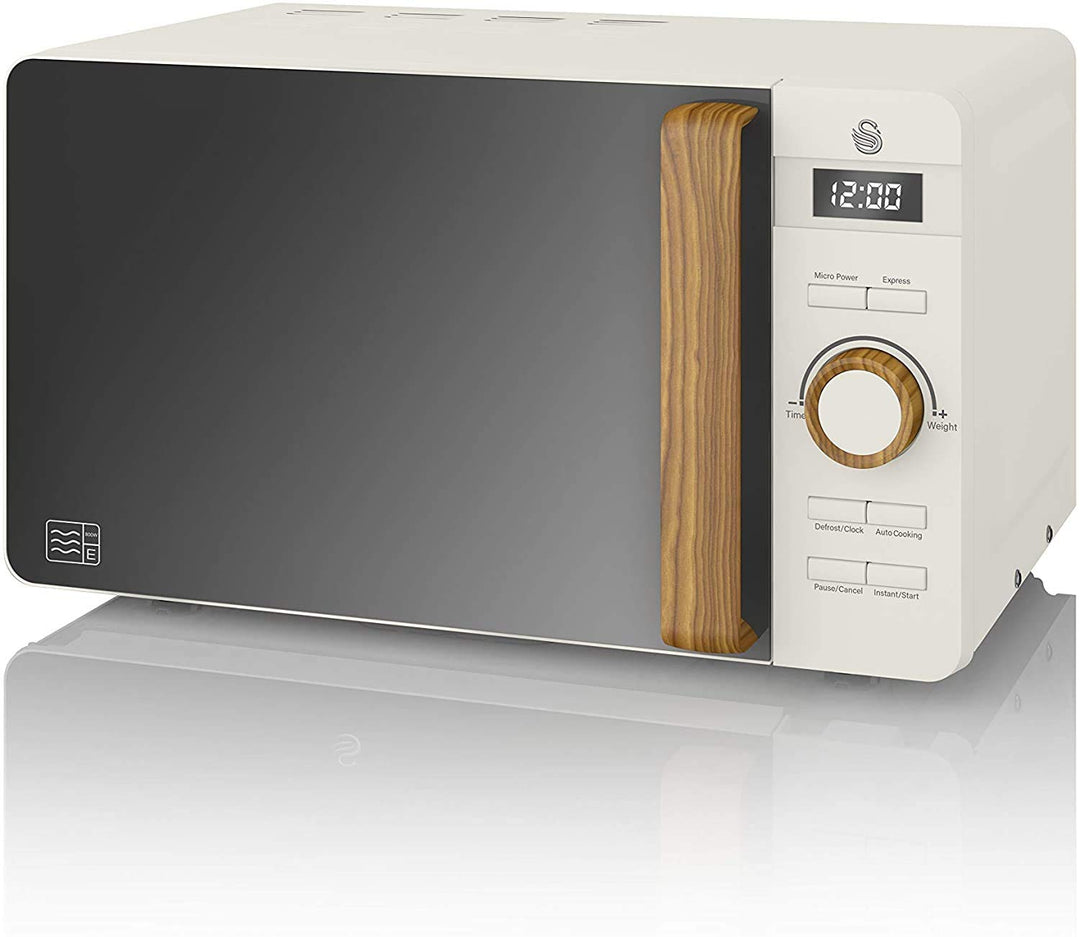 Swan Nordic 20 L digitaler Mikrowellenherd, 6 Leistungsstufen, 800 W Leistung, 30-Minuten-Timer, ein