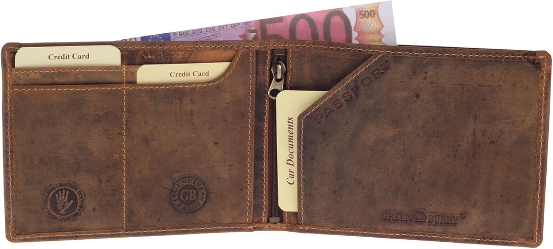 Greenburry Vintage Herren Geldbörse Portemonnaie 15,5x1x10cm Langbörse Truckerbörse