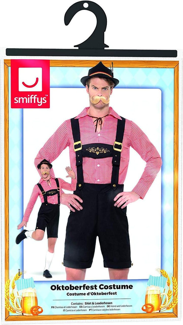 Smiffys Bierfest Kostüm Rot mit Hemd &amp; Lederhose Oktoberfest Fasching Erwachsene Dress Up Kostüme X-
