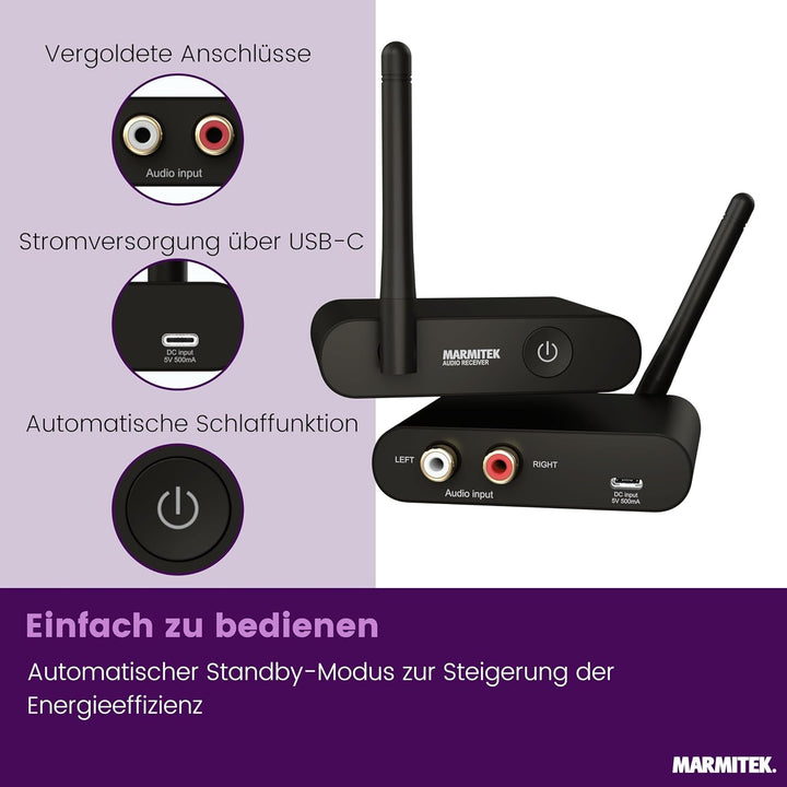 Marmitek Funk Audio Übertragung WA300 - Verbinden Sie Ihre Audio Quelle drahtlos mit Ihre Ihre Stere