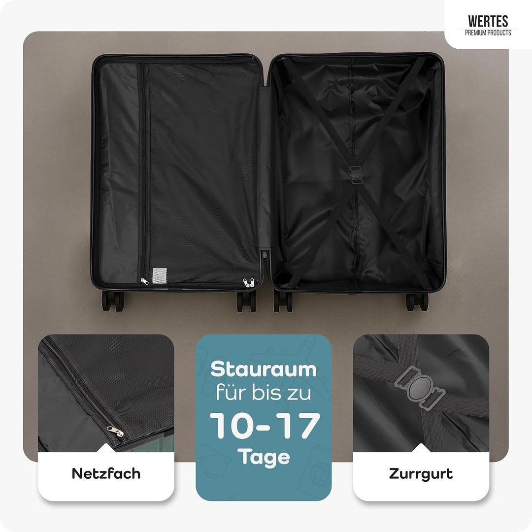 Koffer Gross 77cm - 100L - TSA Schloss Hartschalen Koffer mit Doppelrollen, Reisekoffer & Trolleys,