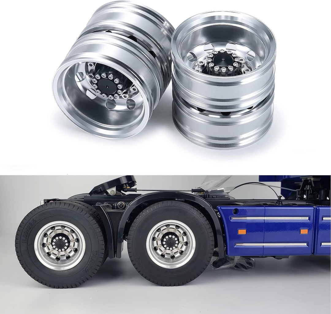 AXspeed 1/14 Vorderrad-Felgen-Set, 2 Vorderseite Radnaben und 4 Hinterräder Felgen für Amiya Tractor