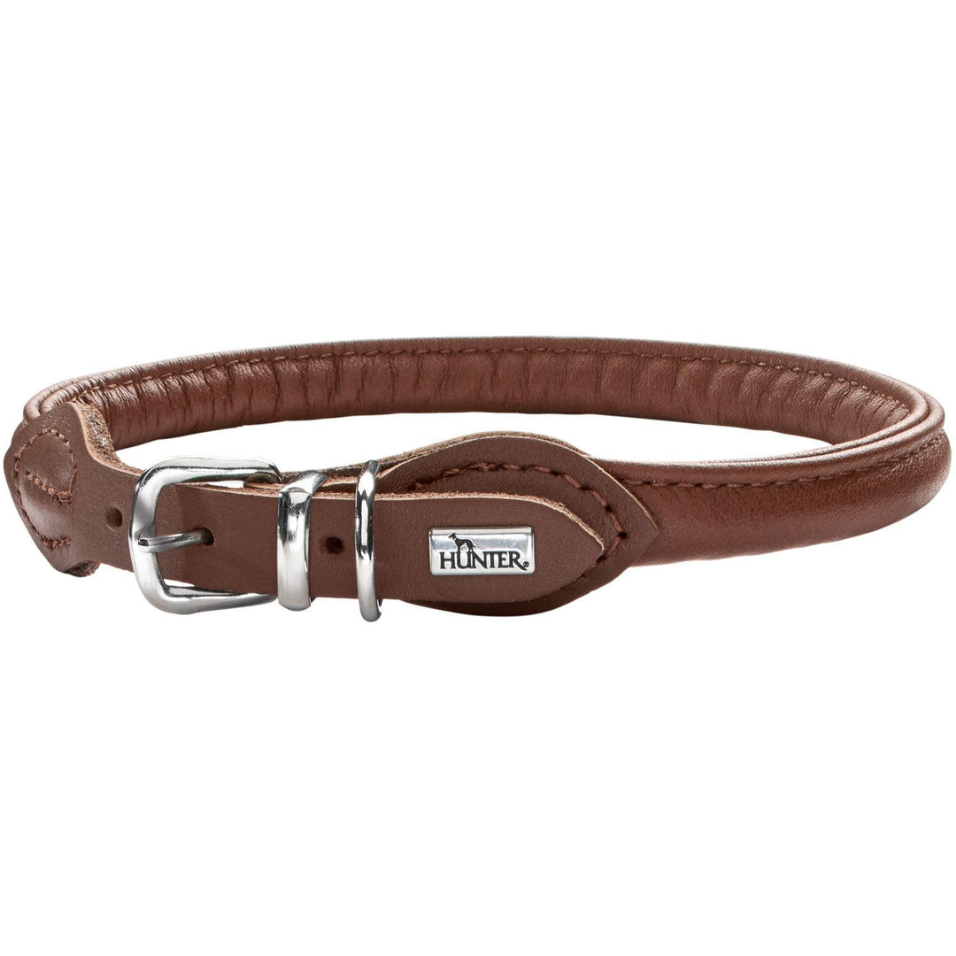HUNTER Round & Soft Hundehalsband, Leder, Nappa, rundgenäht, weich, 45 (S-M), braun 45 (S-M) braun,