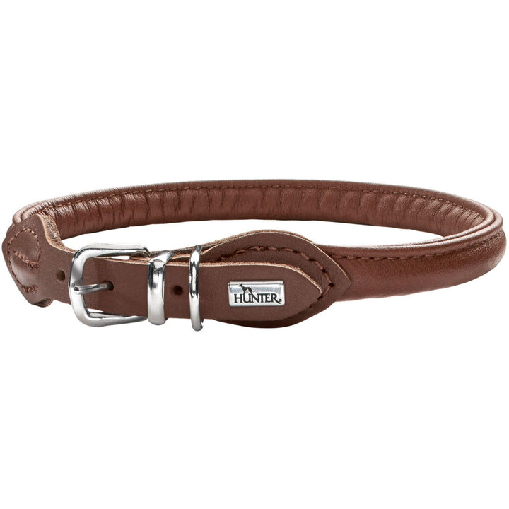 HUNTER Round & Soft Hundehalsband, Leder, Nappa, rundgenäht, weich, 45 (S-M), braun 45 (S-M) braun,