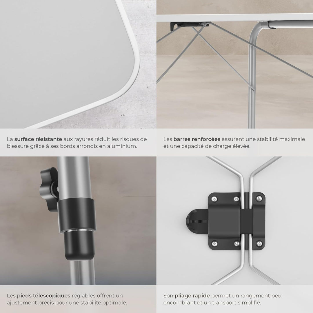 tectake® Campingtisch, Gartentisch klappbar, Klapptisch höhenverstellbar, verstellbare Teleskopbeine