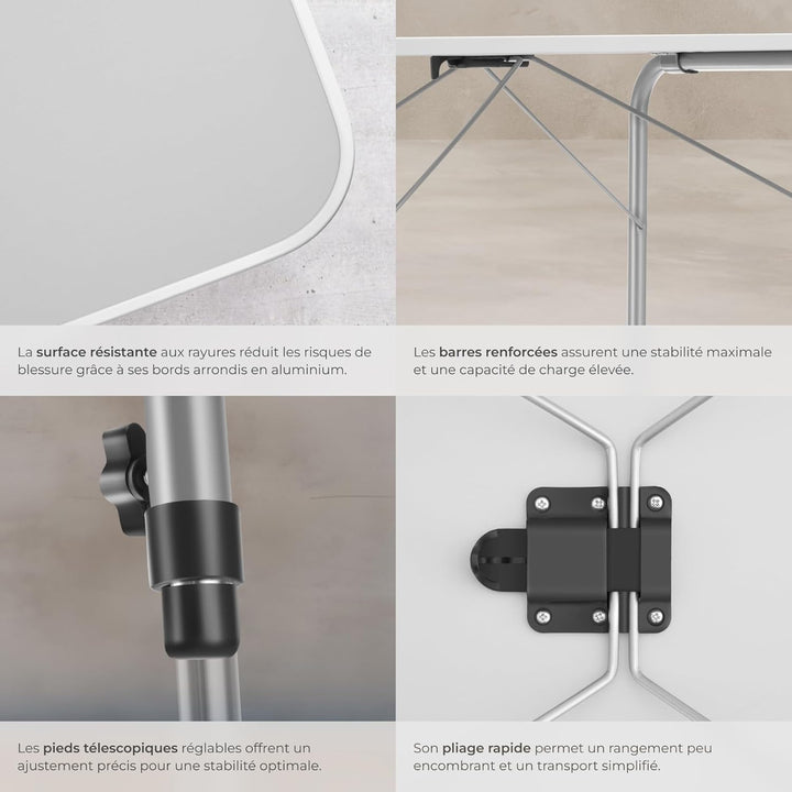 tectake® Campingtisch, Gartentisch klappbar, Klapptisch höhenverstellbar, verstellbare Teleskopbeine