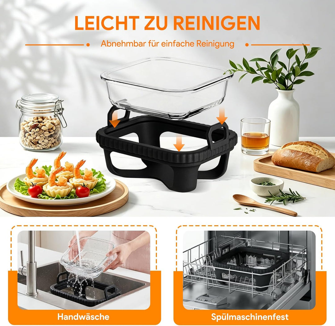 Airfryer Glasbehälter für Ninja AF180EU 6,2 L Schwarz, Schwarz