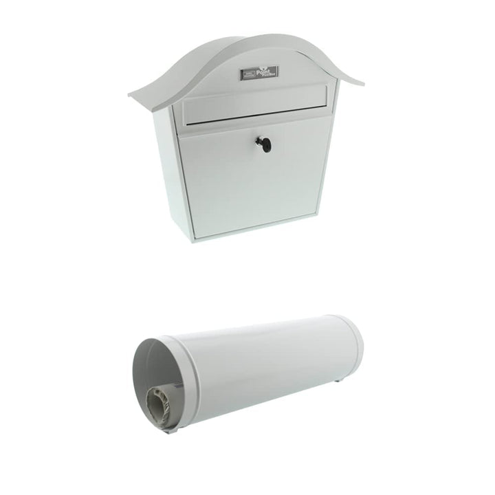 Burg-Wächter Briefkasten, A5 Einwurf-Format, Verzinkt, Stahlblech, Holiday 5842 W, Weiss + NEWS 5800