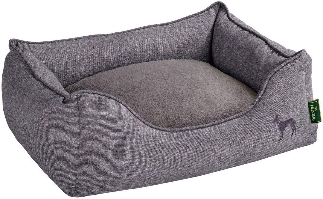 HUNTER Boston Hundesofa, Hundebett, Wendekissen mit Plüschbesatz,pflegeleicht, 100 x 70 cm, grau gra