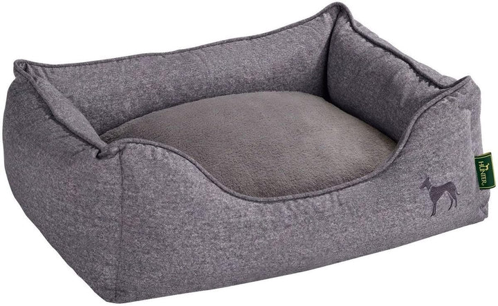 HUNTER Boston Hundesofa, Hundebett, Wendekissen mit Plüschbesatz,pflegeleicht, 100 x 70 cm, grau gra