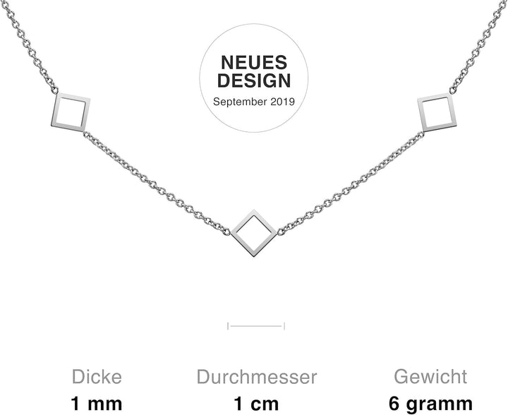 BAFFOS® Halskette für Frauen - Stanz Raute Plättchen Kette Damen aus widerstandsfähigem Edelstahl in