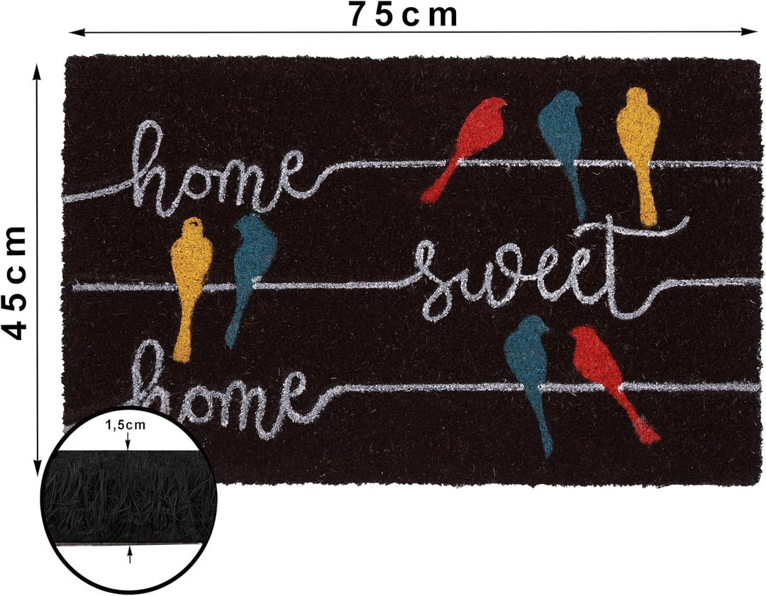 Betz 3er Kokosmatte aus 100% Kokos - Fussmatte - Fussabstreifer –Schmutzfangmatte Muster Home Sweet