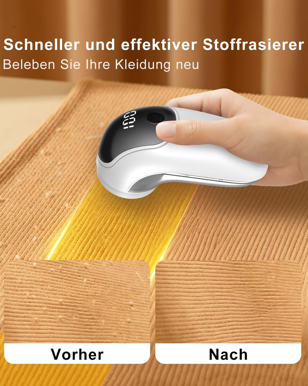 Fusselrasierer Elektrisch, Homtronics Fusselentferner, USB Aufladung, 3 Höheneinstellungen, LED-Anze