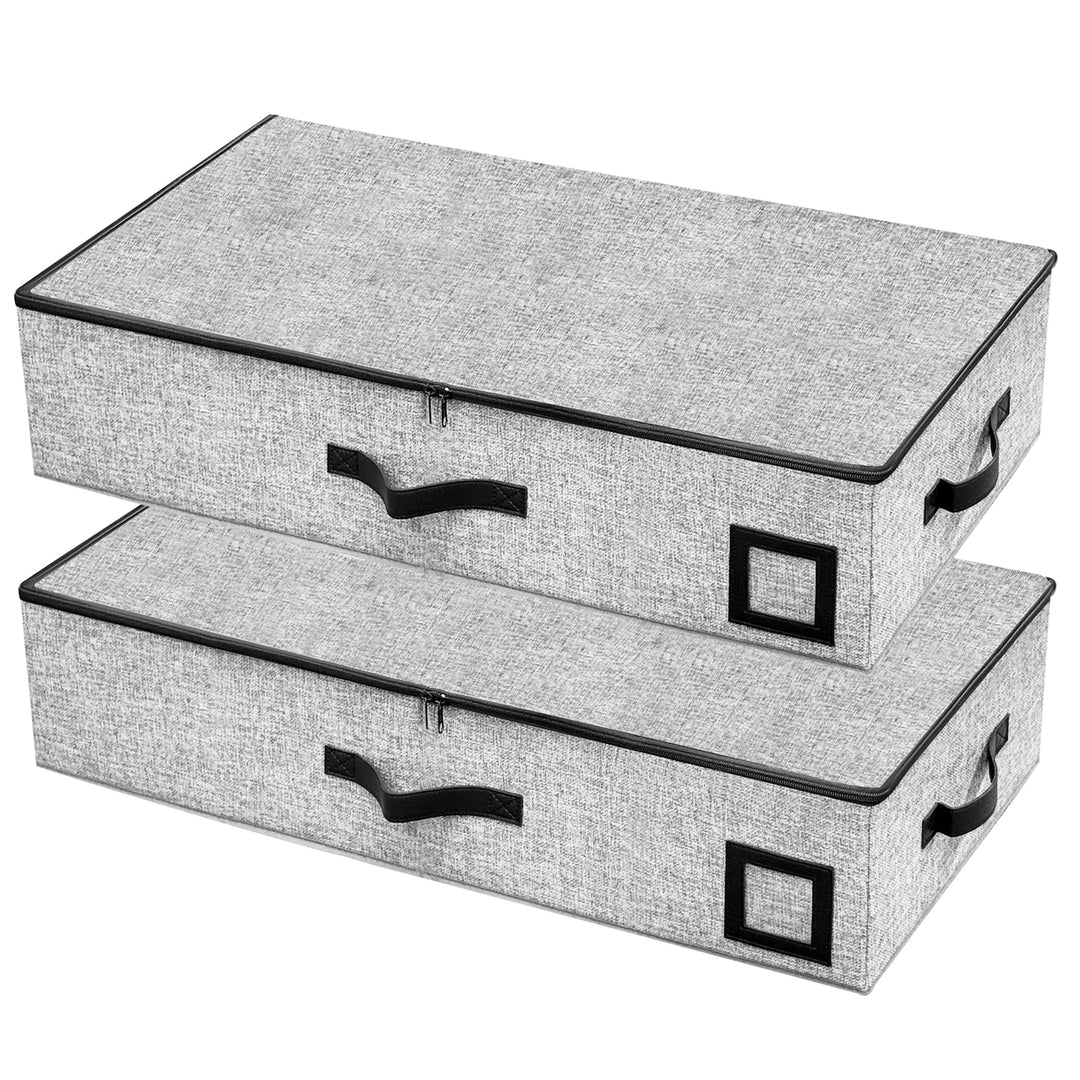 Gabbrielli Home & More Unterbett-Organizer 2 Stück – 1200D Leinen, faltbar, formstabil, Deckel & Rei