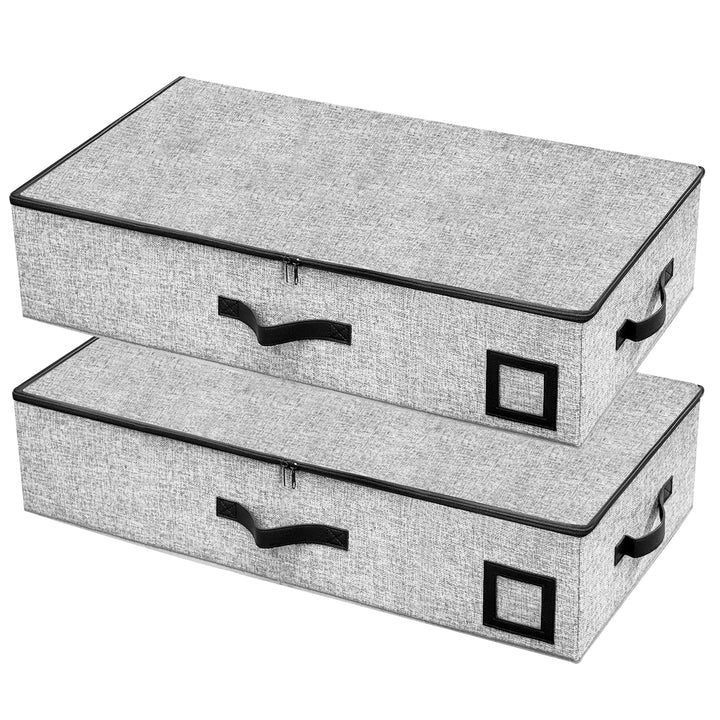 Gabbrielli Home & More Unterbett-Organizer 2 Stück – 1200D Leinen, faltbar, formstabil, Deckel & Rei