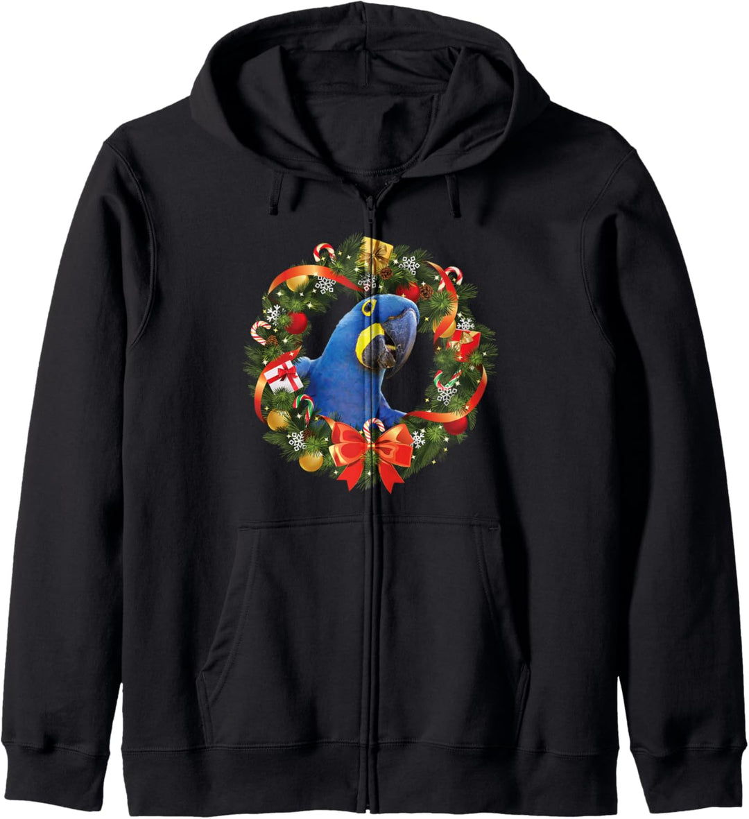 Hyazinth-Ara Papagei Weihnachtskranz Kapuzenjacke